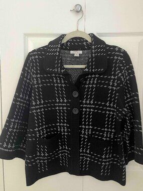 Black/White Plaid Cardigan